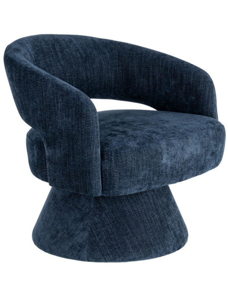 Fauteuil pivotant rétro chic Tissu Bleu Bois MDF Métal Novario