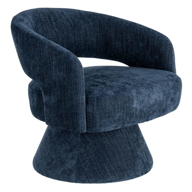 Fauteuil pivotant rétro chic Tissu Bleu Bois MDF Métal Novario