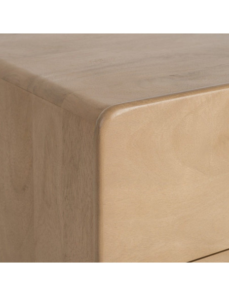Meuble tv japandi minimaliste lignes douces 4 tiroirs 160 cm Bois de manguier Naturel Emorio 