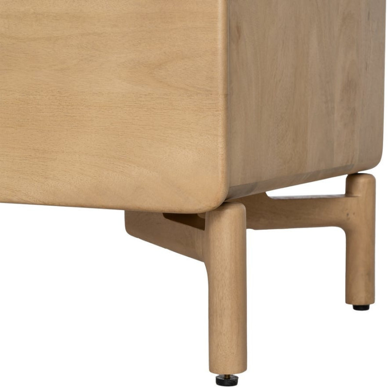 Meuble tv japandi minimaliste lignes douces 4 tiroirs 160 cm Bois de manguier Naturel Emorio 