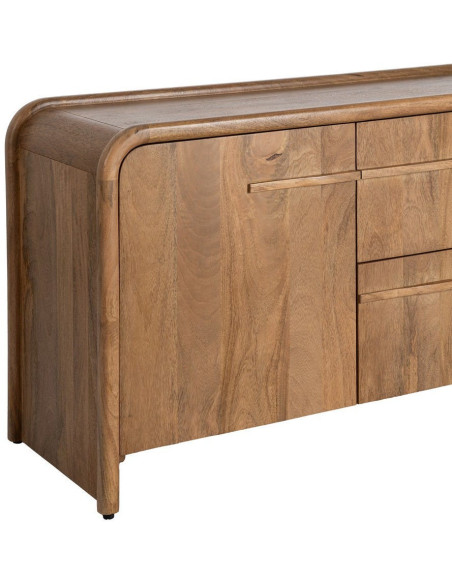 Buffet design organique moderne lignes arrondies Bas 2 portes 2 tiroirs 165 cm Bois de manguier Naturel Oryvia 