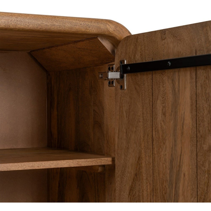 Buffet design organique moderne lignes arrondies Bas 2 portes 2 tiroirs 165 cm Bois de manguier Naturel Oryvia 