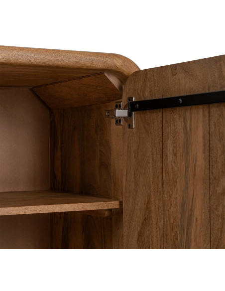 Buffet design organique moderne lignes arrondies Bas 2 portes 2 tiroirs 165 cm Bois de manguier Naturel Oryvia 