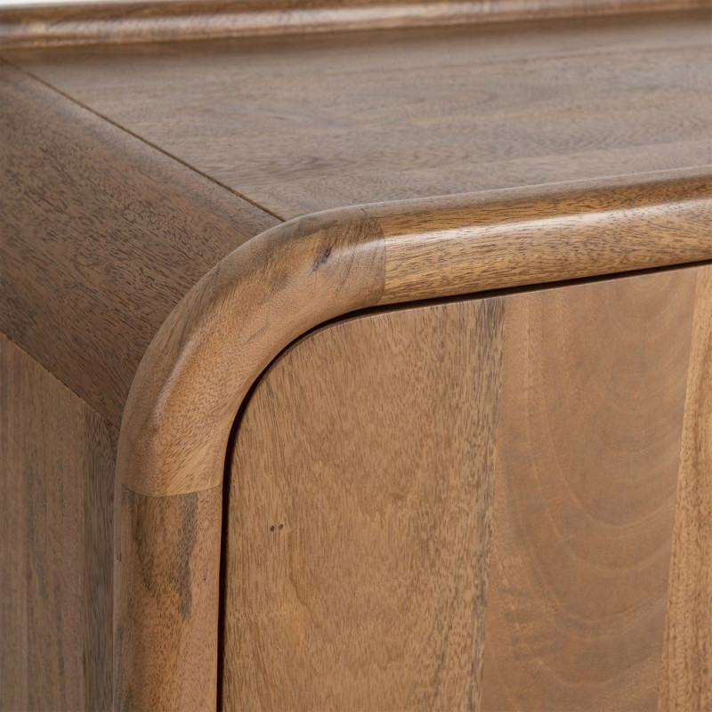 Buffet design organique moderne lignes arrondies Bas 2 portes 2 tiroirs 165 cm Bois de manguier Naturel Oryvia 