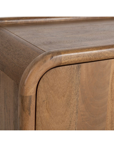 Buffet design organique moderne lignes arrondies Bas 2 portes 2 tiroirs 165 cm Bois de manguier Naturel Oryvia 