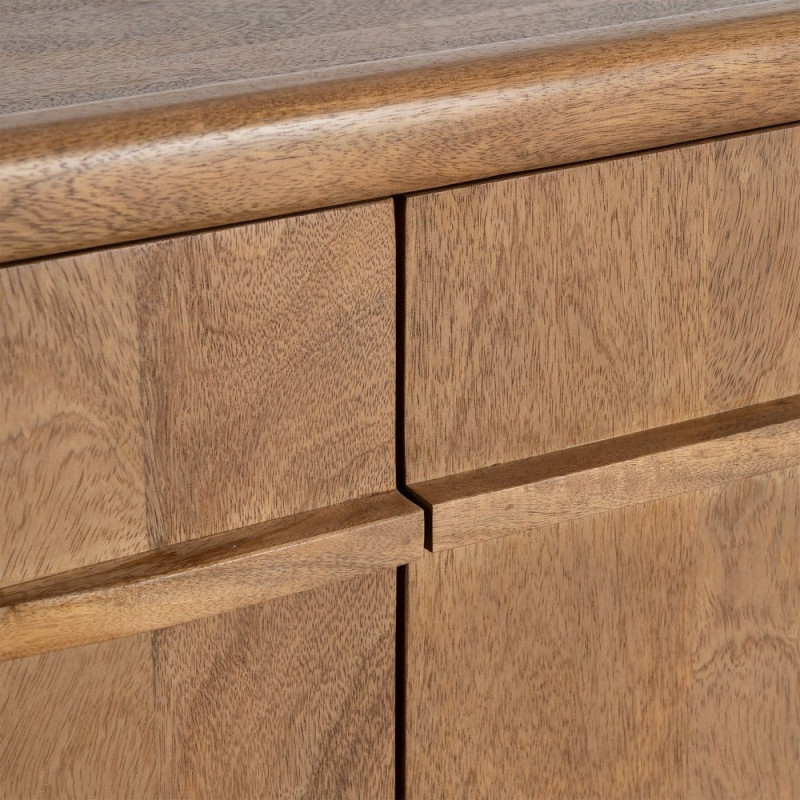 Buffet design organique moderne lignes arrondies Bas 2 portes 2 tiroirs 165 cm Bois de manguier Naturel Oryvia 