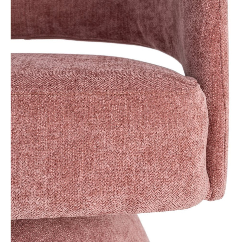 Fauteuil pivotant rétro chic Tissu Rose saumon Bois MDF Métal Novario 