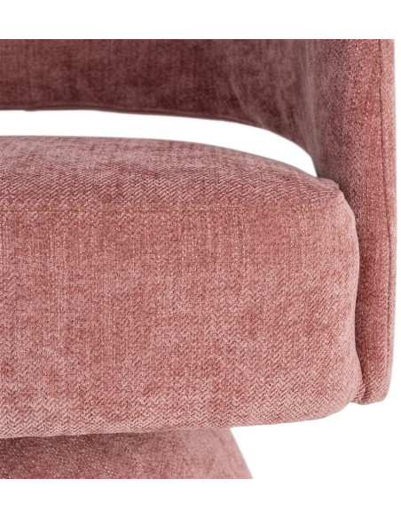 Fauteuil pivotant rétro chic Tissu Rose saumon Bois MDF Métal Novario 