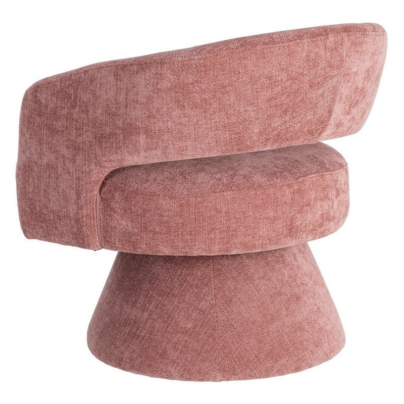 Fauteuil pivotant rétro chic Tissu Rose saumon Bois MDF Métal Novario 