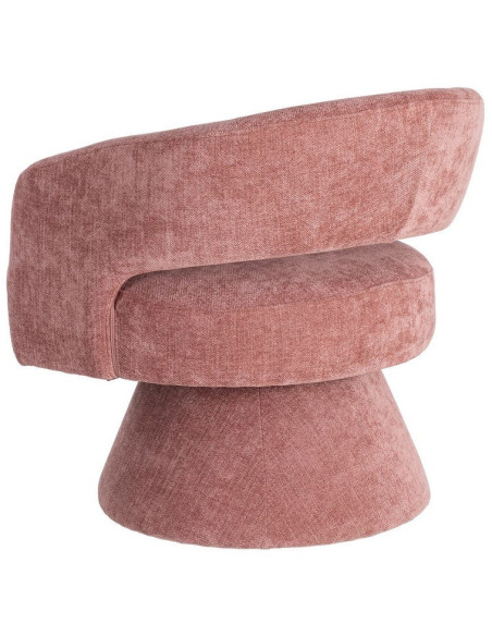 Fauteuil pivotant rétro chic Tissu Rose saumon Bois MDF Métal Novario 