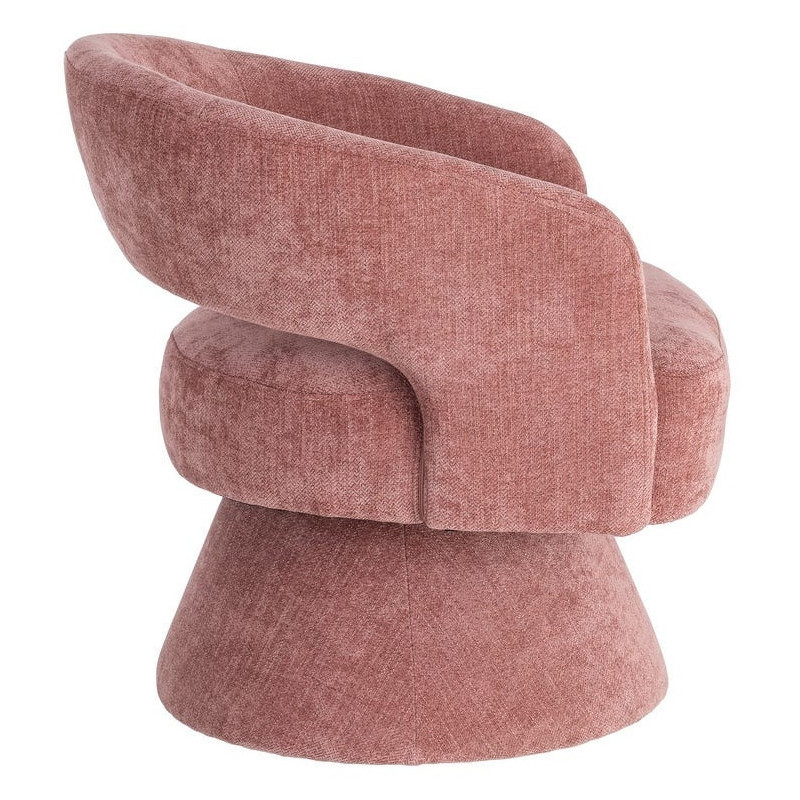 Fauteuil pivotant rétro chic Tissu Rose saumon Bois MDF Métal Novario 