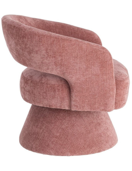 Fauteuil pivotant rétro chic Tissu Rose saumon Bois MDF Métal Novario 