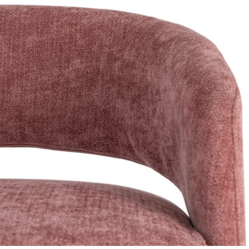 Fauteuil pivotant rétro chic Tissu Rose saumon Bois MDF Métal Novario 