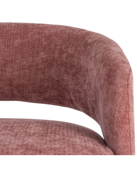 Fauteuil pivotant rétro chic Tissu Rose saumon Bois MDF Métal Novario 