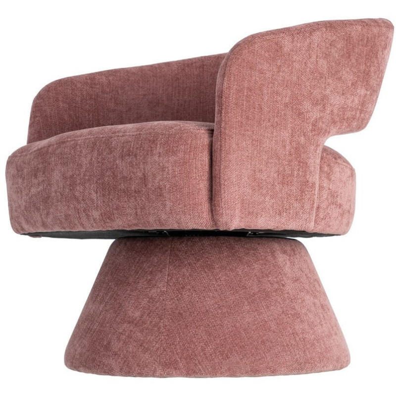 Fauteuil pivotant rétro chic Tissu Rose saumon Bois MDF Métal Novario 