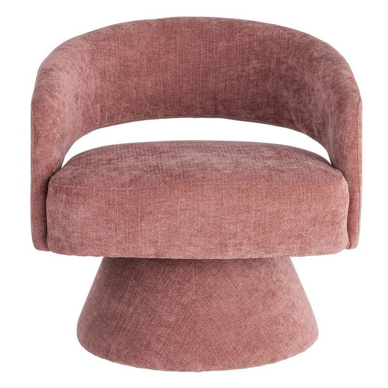 Fauteuil pivotant rétro chic Tissu Rose saumon Bois MDF Métal Novario 