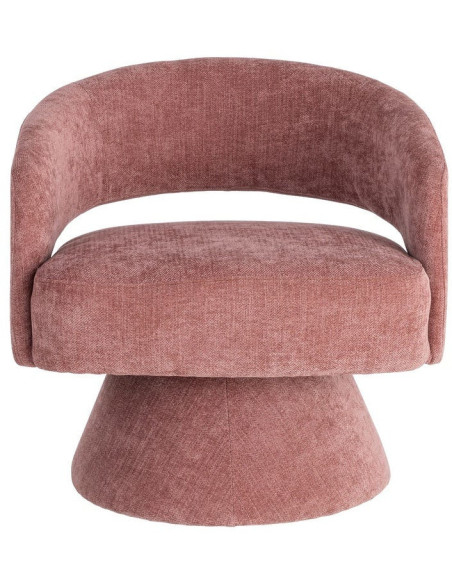 Fauteuil pivotant rétro chic Tissu Rose saumon Bois MDF Métal Novario 