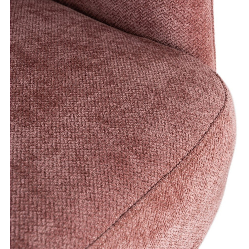 Fauteuil pivotant rétro chic Tissu Rose saumon Bois MDF Métal Novario 