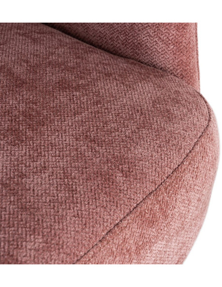 Fauteuil pivotant rétro chic Tissu Rose saumon Bois MDF Métal Novario 