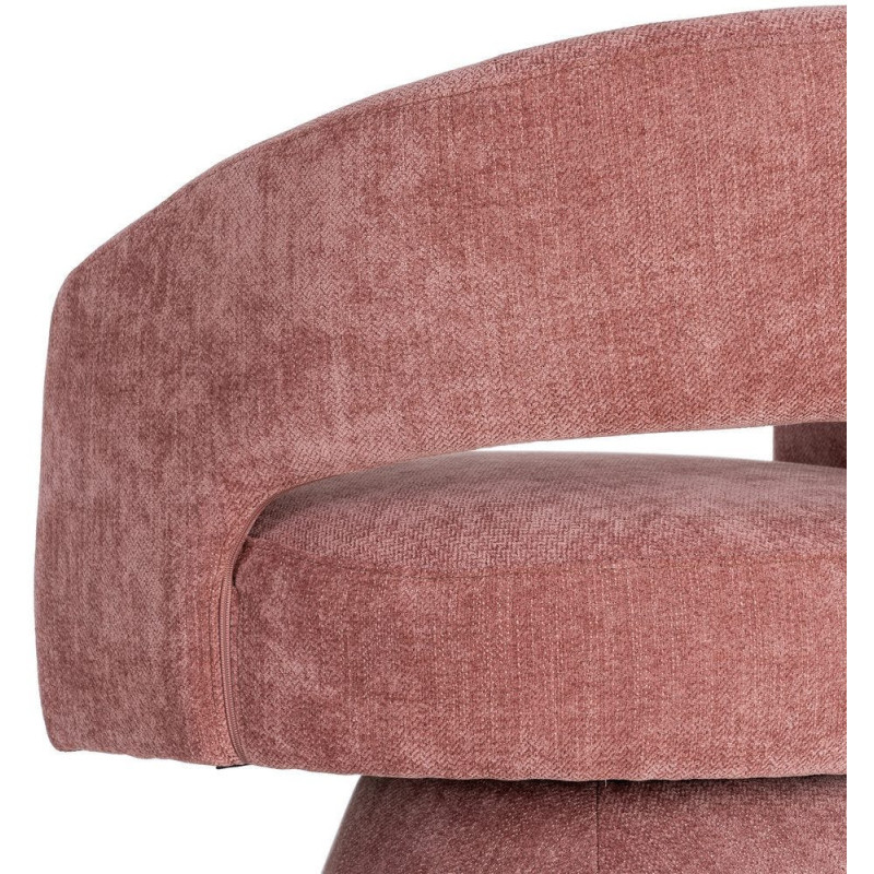 Fauteuil pivotant rétro chic Tissu Rose saumon Bois MDF Métal Novario 