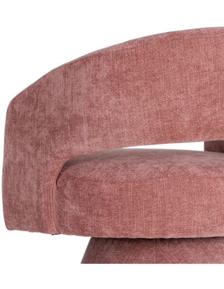 Fauteuil pivotant rétro chic Tissu Rose saumon Bois MDF Métal Novario 