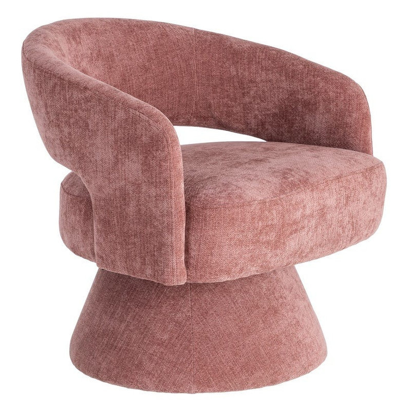 Fauteuil pivotant rétro chic Tissu Rose saumon Bois MDF Métal Novario
