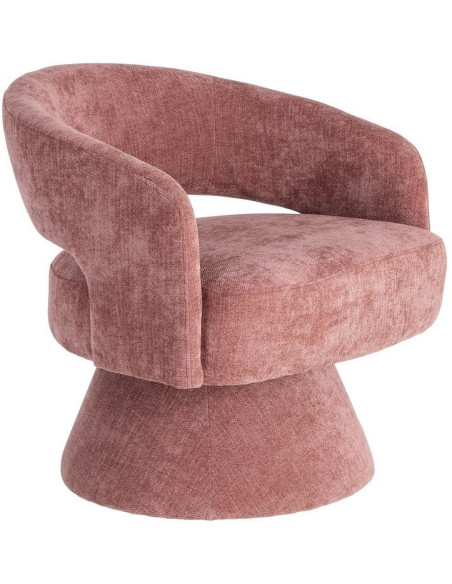 Fauteuil pivotant rétro chic Tissu Rose saumon Bois MDF Métal Novario