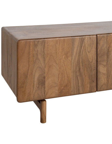 Meuble TV japandi minimaliste 3 portes 160 cm Bois de manguier Naturel Kyvora 
