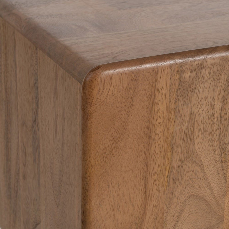 Meuble TV japandi minimaliste 3 portes 160 cm Bois de manguier Naturel Kyvora 