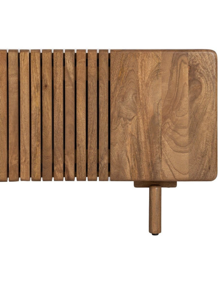 Meuble TV japandi minimaliste 3 portes 160 cm Bois de manguier Naturel Kyvora 
