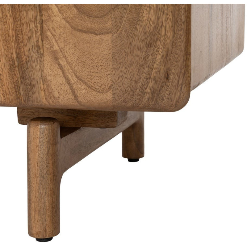 Meuble TV japandi minimaliste 3 portes 160 cm Bois de manguier Naturel Kyvora 