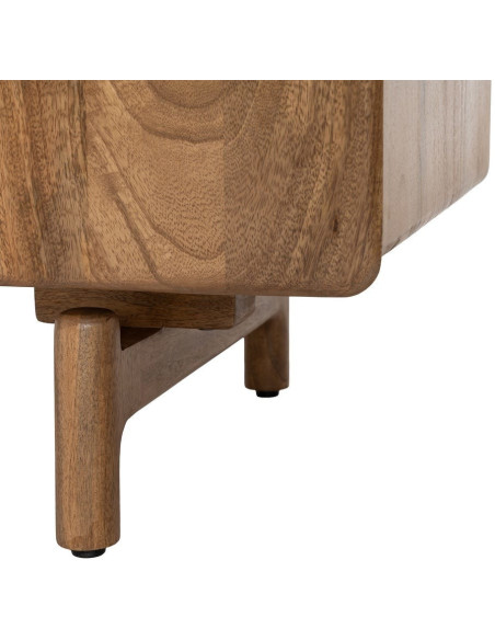 Meuble TV japandi minimaliste 3 portes 160 cm Bois de manguier Naturel Kyvora 