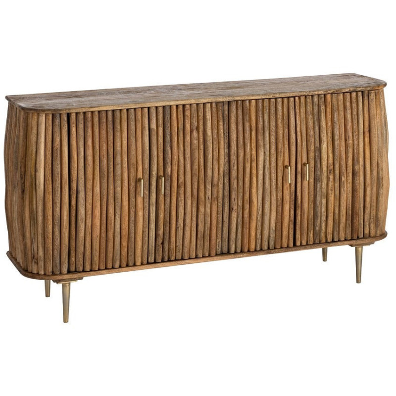 Grand Buffet organique moderne Bas 4 portes 148 cm Bois de manguier Naturel Stréo 