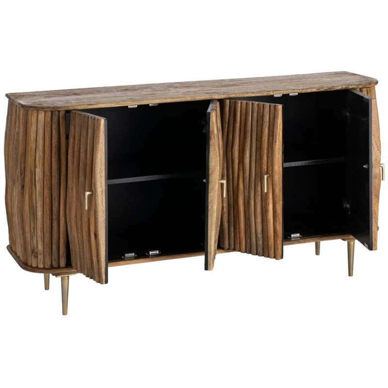 Grand Buffet organique moderne Bas 4 portes 148 cm Bois de manguier Naturel Stréo 