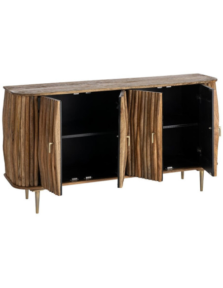 Grand Buffet organique moderne Bas 4 portes 148 cm Bois de manguier Naturel Stréo 