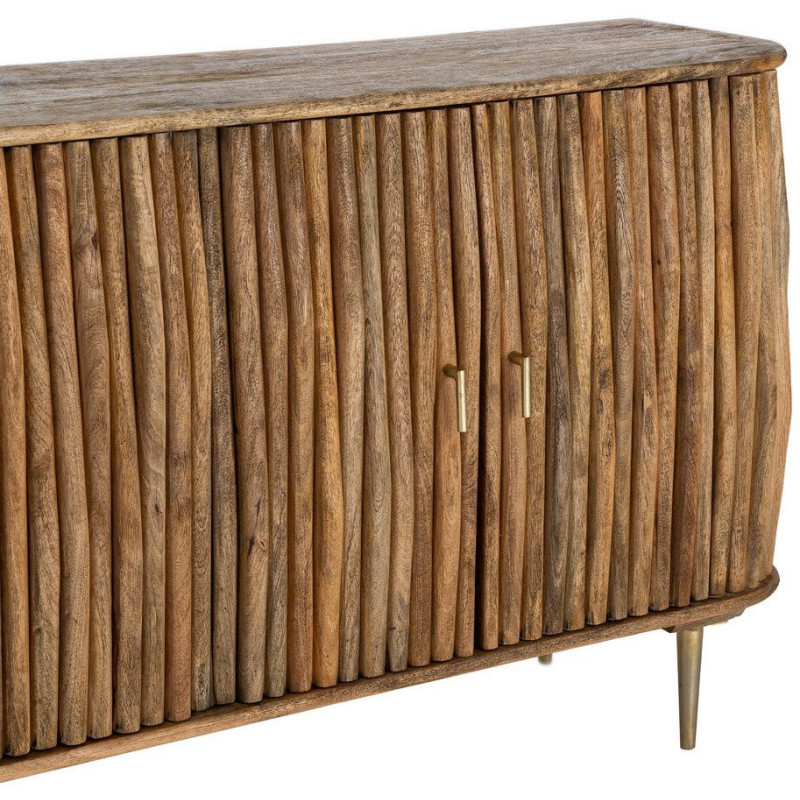 Grand Buffet organique moderne Bas 4 portes 148 cm Bois de manguier Naturel Stréo 