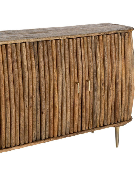 Grand Buffet organique moderne Bas 4 portes 148 cm Bois de manguier Naturel Stréo 