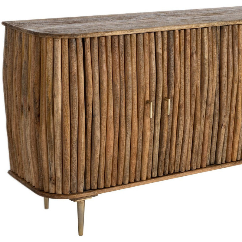 Grand Buffet organique moderne Bas 4 portes 148 cm Bois de manguier Naturel Stréo 