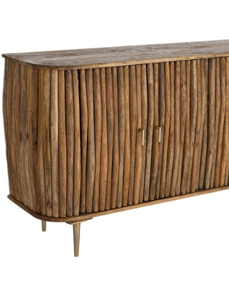 Grand Buffet organique moderne Bas 4 portes 148 cm Bois de manguier Naturel Stréo 