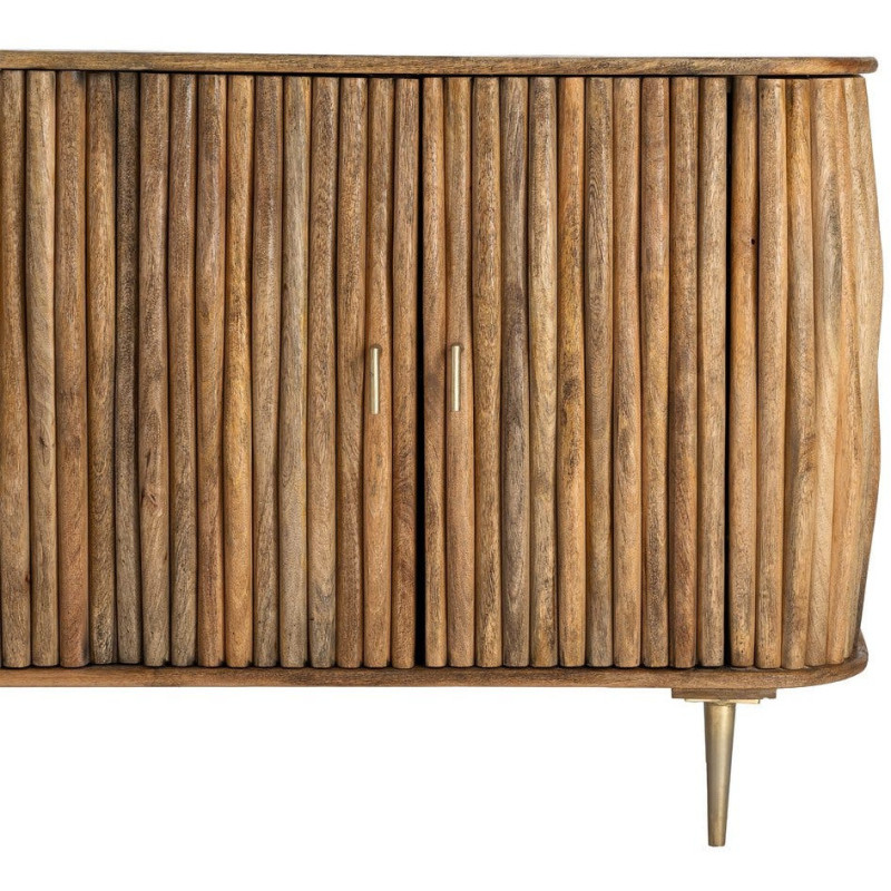 Grand Buffet organique moderne Bas 4 portes 148 cm Bois de manguier Naturel Stréo 