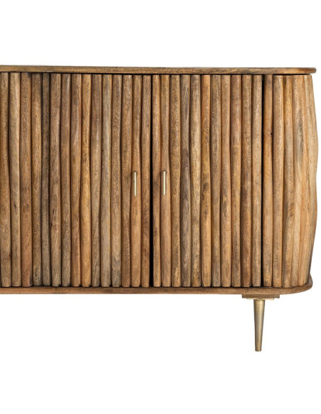 Grand Buffet organique moderne Bas 4 portes 148 cm Bois de manguier Naturel Stréo 