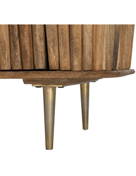 Grand Buffet organique moderne Bas 4 portes 148 cm Bois de manguier Naturel Stréo 