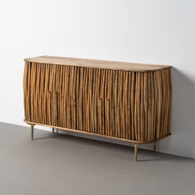Grand Buffet organique moderne Bas 4 portes 148 cm Bois de manguier Naturel Stréo 