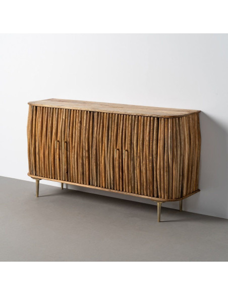Grand Buffet organique moderne Bas 4 portes 148 cm Bois de manguier Naturel Stréo 