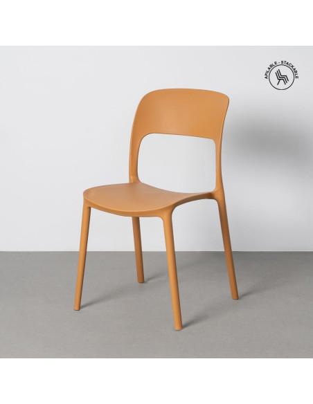 Lot de 4 Chaises de jardin design Polypropylène Jaune ocre Montelia 