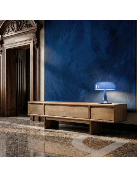 Meuble TV design japandi minimaliste lignes épurées 4 tiroirs 180 cm Bois de manguier Naturel Senvara 