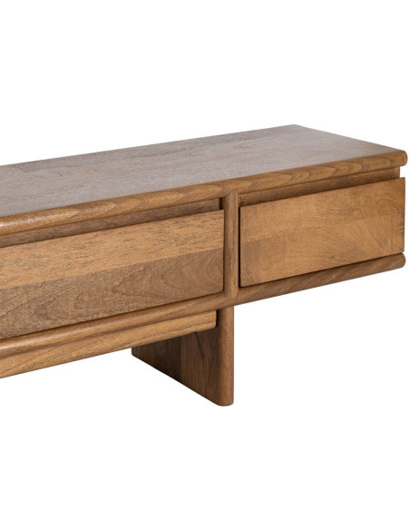 Meuble TV design japandi minimaliste lignes épurées 4 tiroirs 180 cm Bois de manguier Naturel Senvara 
