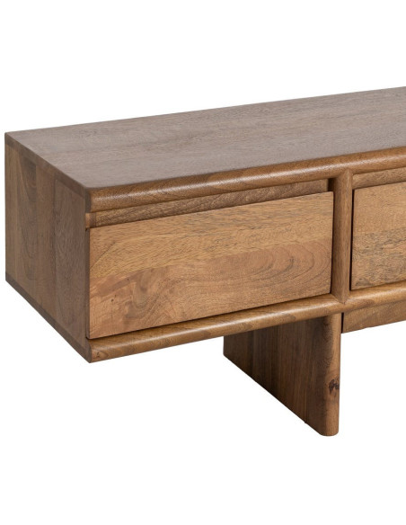 Meuble TV design japandi minimaliste lignes épurées 4 tiroirs 180 cm Bois de manguier Naturel Senvara 