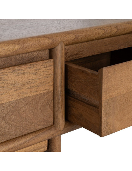 Meuble TV design japandi minimaliste lignes épurées 4 tiroirs 180 cm Bois de manguier Naturel Senvara 