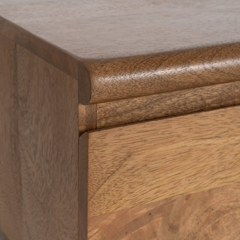 Meuble TV design japandi minimaliste lignes épurées 4 tiroirs 180 cm Bois de manguier Naturel Senvara 